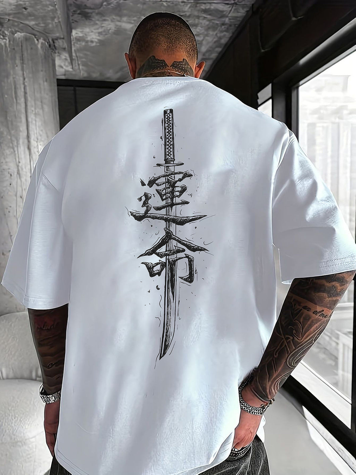 Oversized Streetwear Plus Size Japanese Samurai Sword