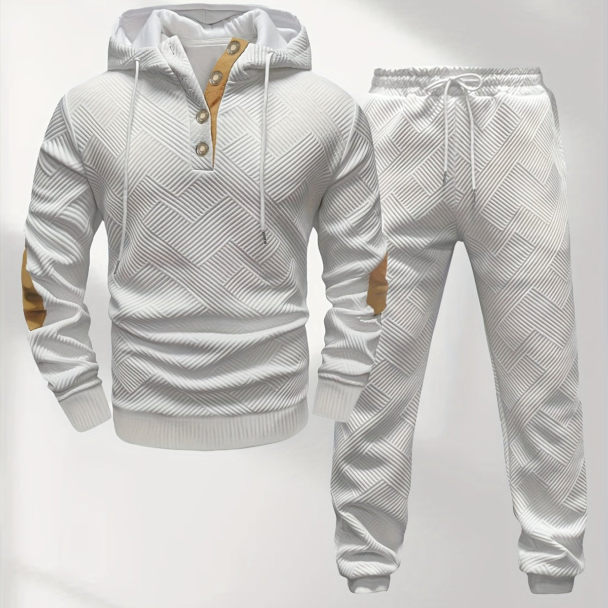 Men'sFashion Set Knit Jacquard Hoodie and Pants