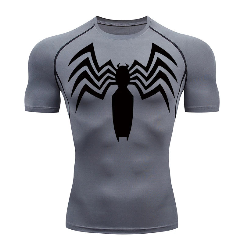 Dry Fit Athleisure Spider Print Compression Shirt 02
