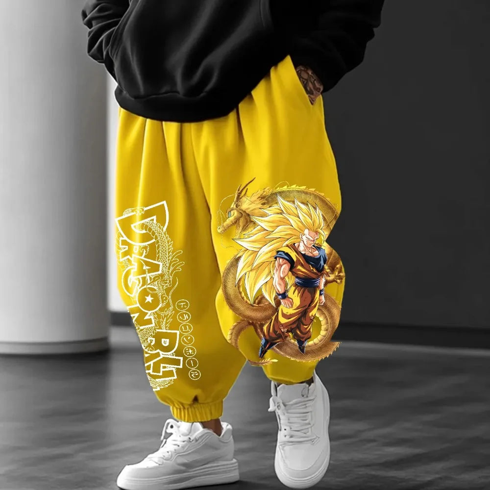 Son Gok Super Saiyan 3 Men's yellow Sweatpants