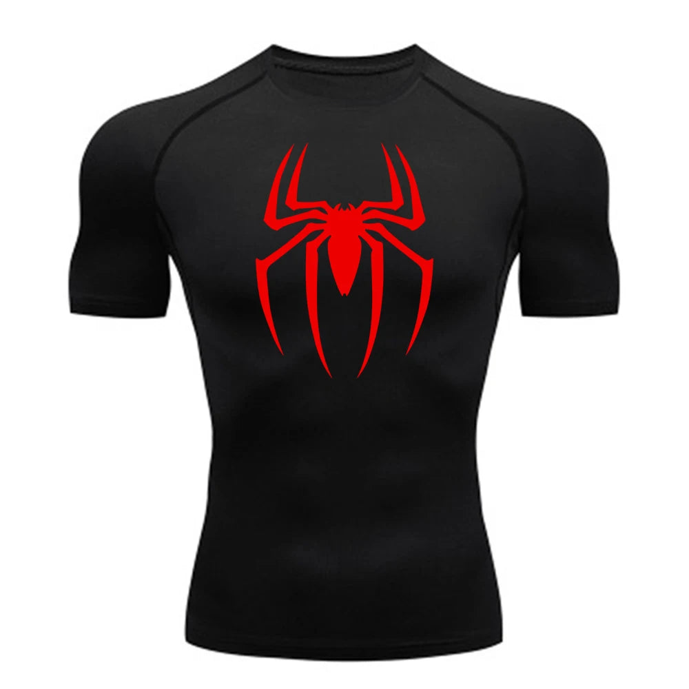 Dry Fit Athleisure Spider Print Compression Shirt