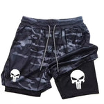 Vigilante Skull Dry-Fit Compression Shorts 2 in 1