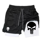Vigilante Skull Dry-Fit Compression Shorts 2 in 1