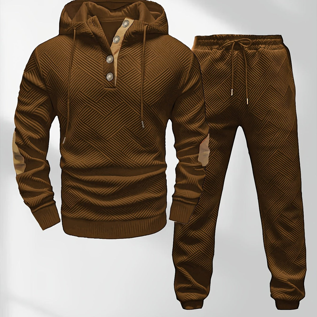 Men'sFashion Set Knit Jacquard Hoodie and Pants