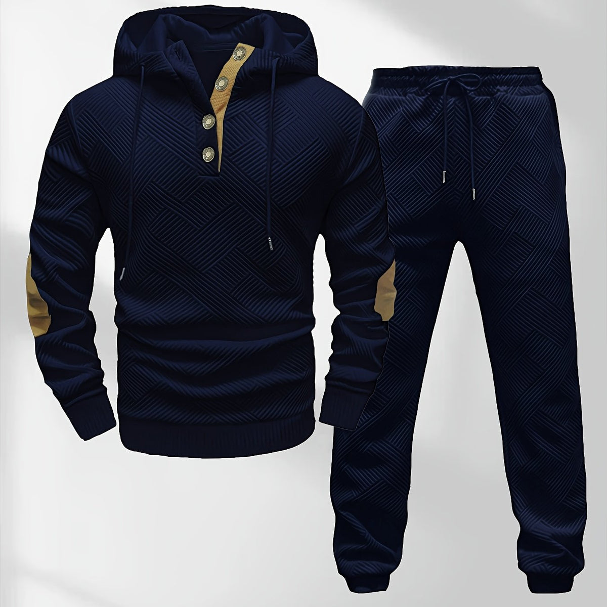 Men'sFashion Set Knit Jacquard Hoodie and Pants