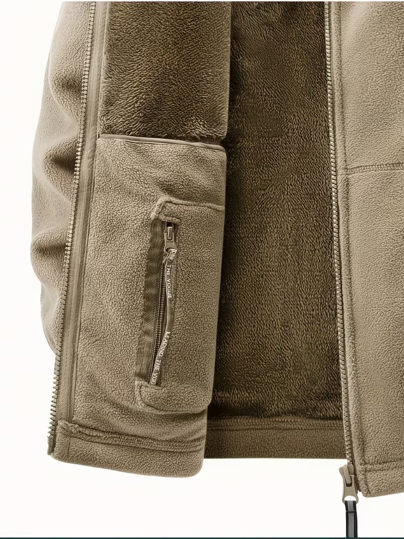 Men's warm Norwegian sporty fleece jacket with hood.