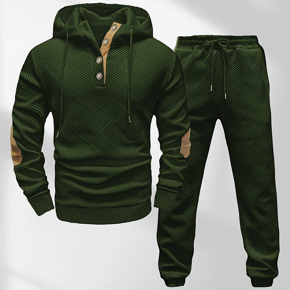 Men'sFashion Set Knit Jacquard Hoodie and Pants