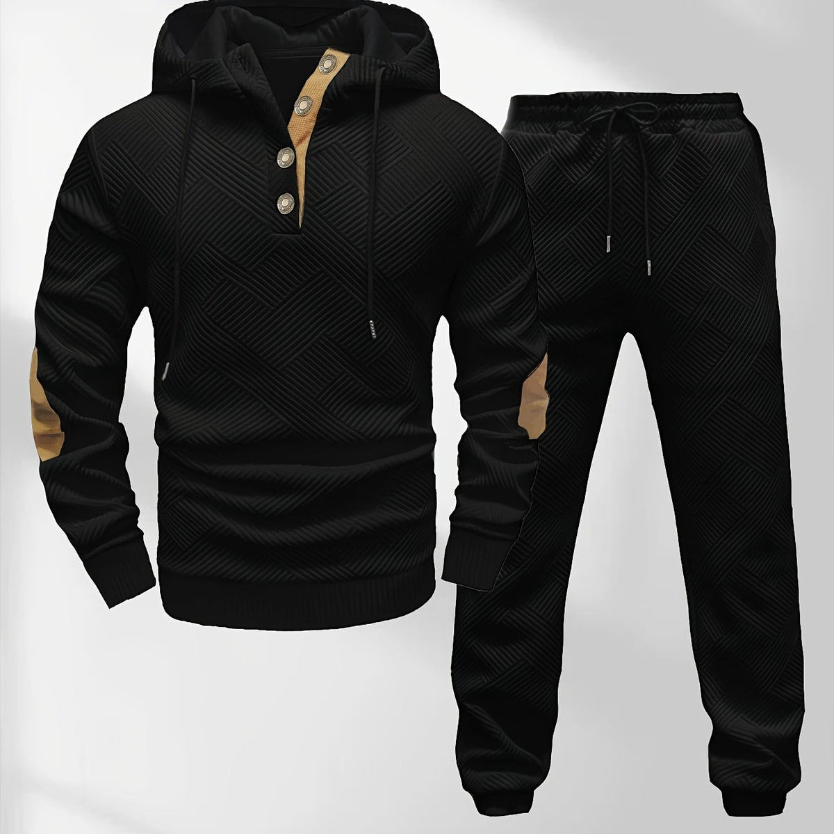 Men'sFashion Set Knit Jacquard Hoodie and Pants