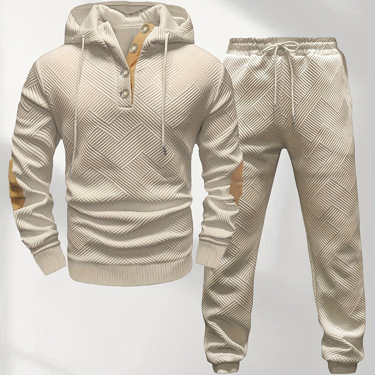 Men'sFashion Set Knit Jacquard Hoodie and Pants
