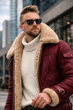 Men’s Premium Aviator Jacket with Sherpa Lining – Winter Leather Style