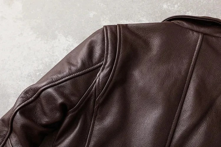 Men's Leather Jacket with Lapel