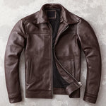 Men's Leather Jacket with Lapel