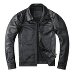 Men's Leather Jacket with Lapel
