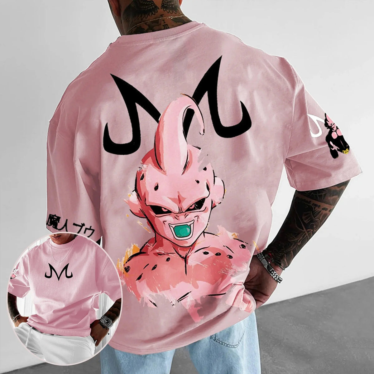 Oversized Streetwear Plus Size Majin Boo Kid Pink Shirt