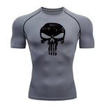 Dry Fit Athleisure Punisher Skull Print Compression Shirt
