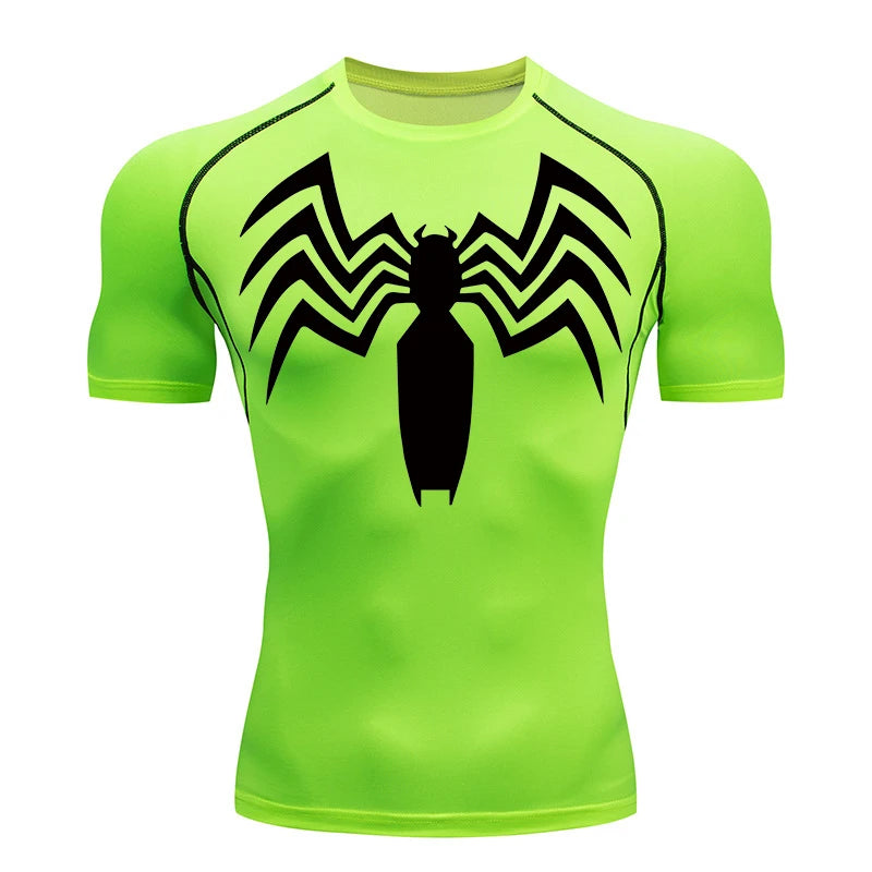 Dry Fit Athleisure Spider Print Compression Shirt 02