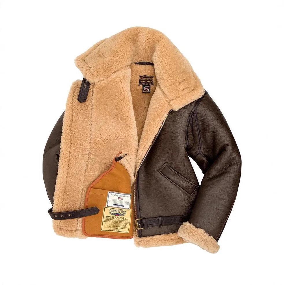 Men's jacket in thick leather with a straight cut, autumn/winter.